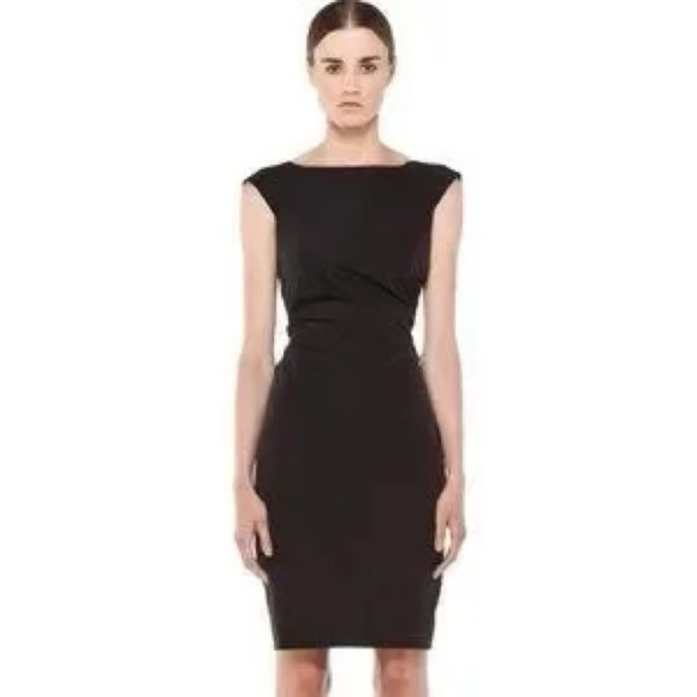 DVF Diane Von Furstenberg GABI Draped Ruched Black Stretch Dress 10
